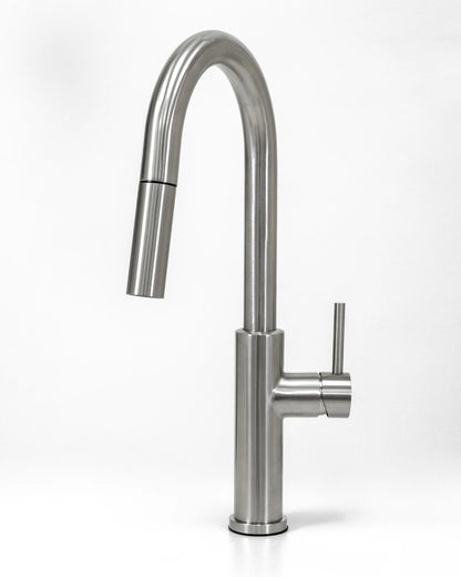Cameo CKF-200SS stainless steel pull-down faucet, front view on white background