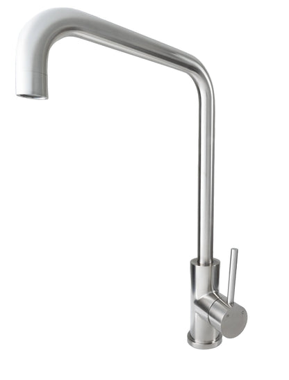 Cameo CKF-100SS square spout faucet in brushed stainless steel, rear angle