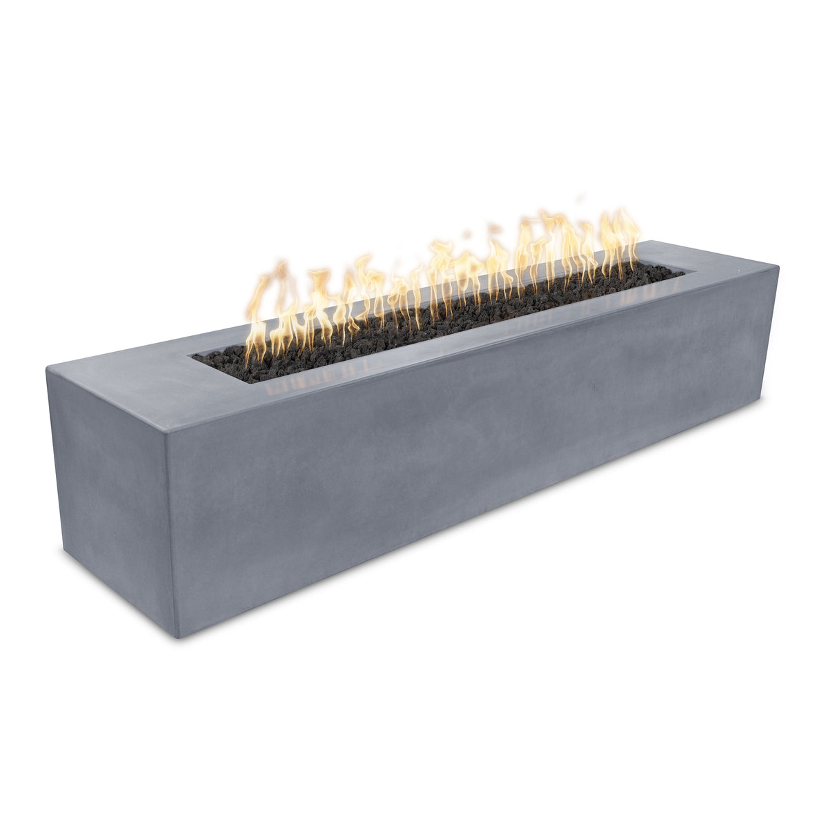 Carmen 72 inch linear GFRC concrete gas fire pit 16 inch tall by The Outdoor Plus