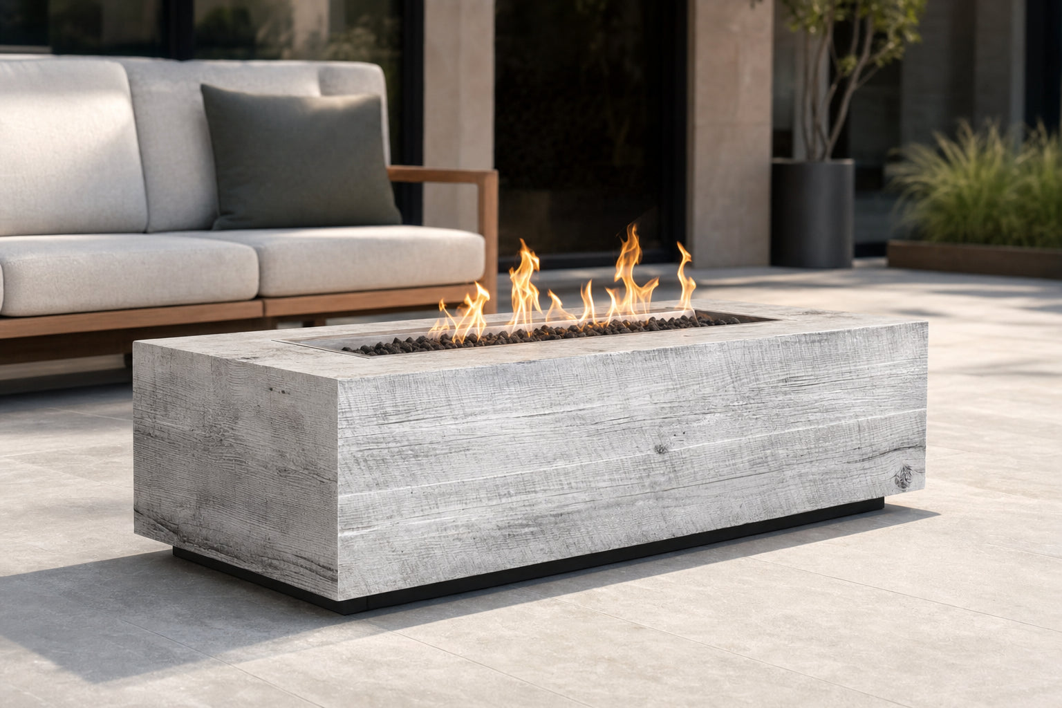 Coronado Fire Pit - GFRC Wood Grain - 48" - Ivory Lifestyle