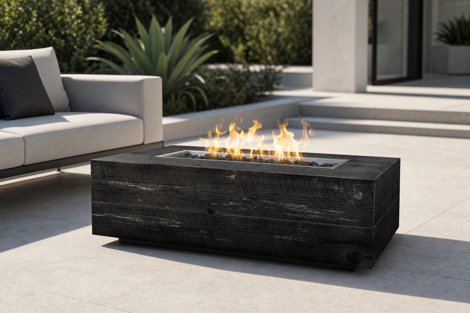Coronado Fire Pit - GFRC Wood Grain - 48" - Ebony Lifestyle