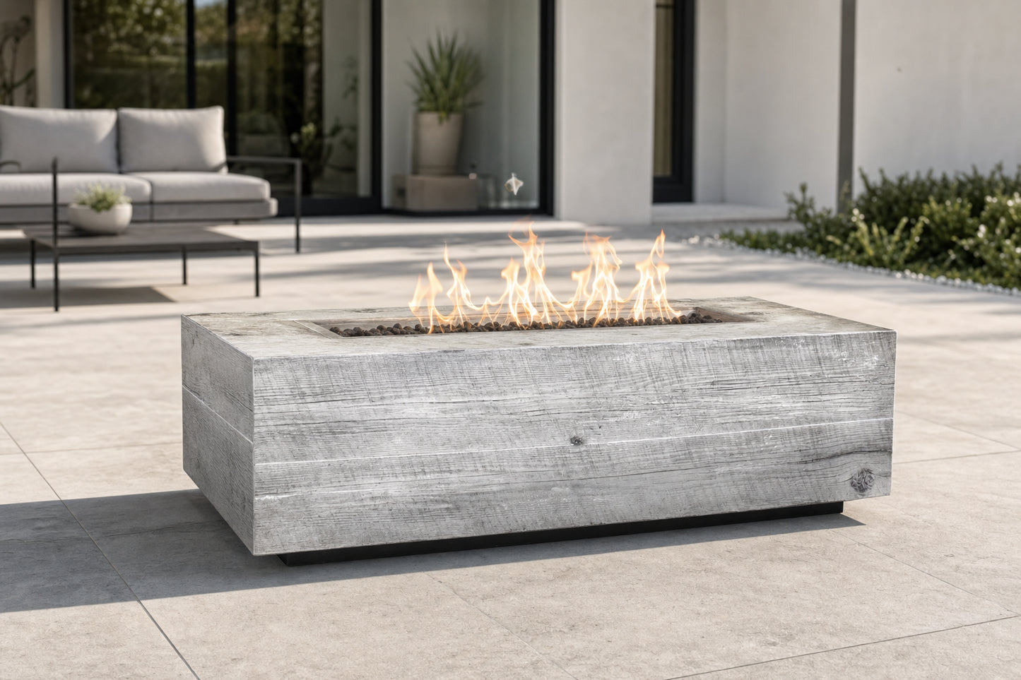 Coronado Fire Pit - GFRC Wood Grain - 48" - Ivory Lifestyle