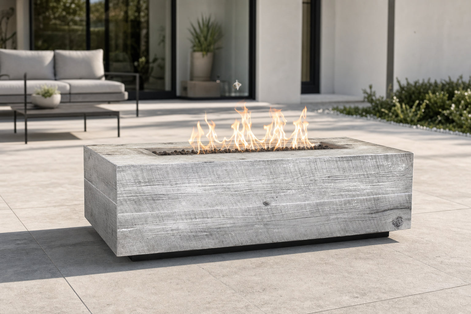 Coronado Fire Pit - GFRC Wood Grain - 48" - Ivory Lifestyle