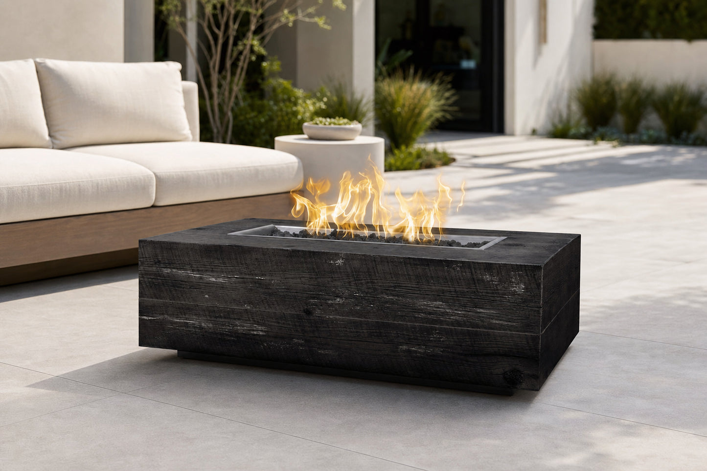 Coronado Fire Pit - GFRC Wood Grain - 60" - Ebony Lifestyle