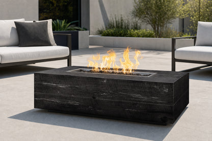 Coronado Fire Pit - GFRC Wood Grain - 72" - Ebony Lifestyle