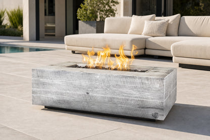Coronado Fire Pit - GFRC Wood Grain - 84" - Ivory Lifestyle