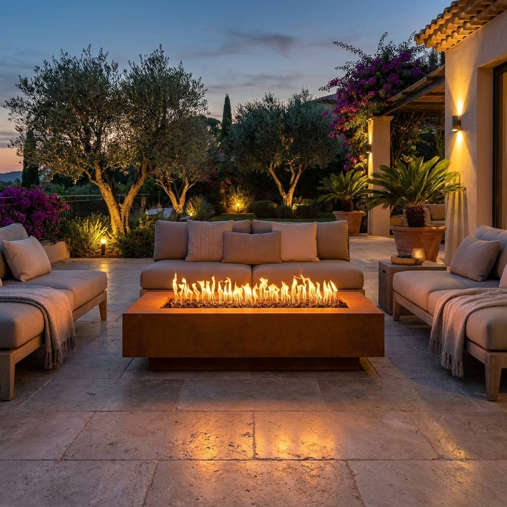 Coronado linear COR-TEN steel fire pit