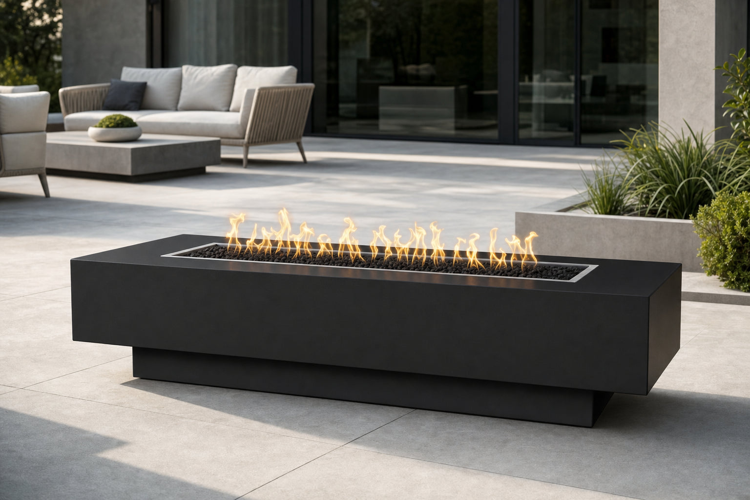 Coronado Fire Pit - Powder Coat - 60" - Matte Black Lifestyle
