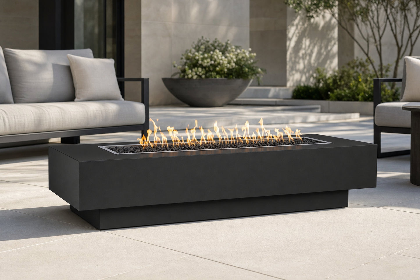 Coronado Fire Pit - Powder Coat - 60" - Gloss Black Lifestyle