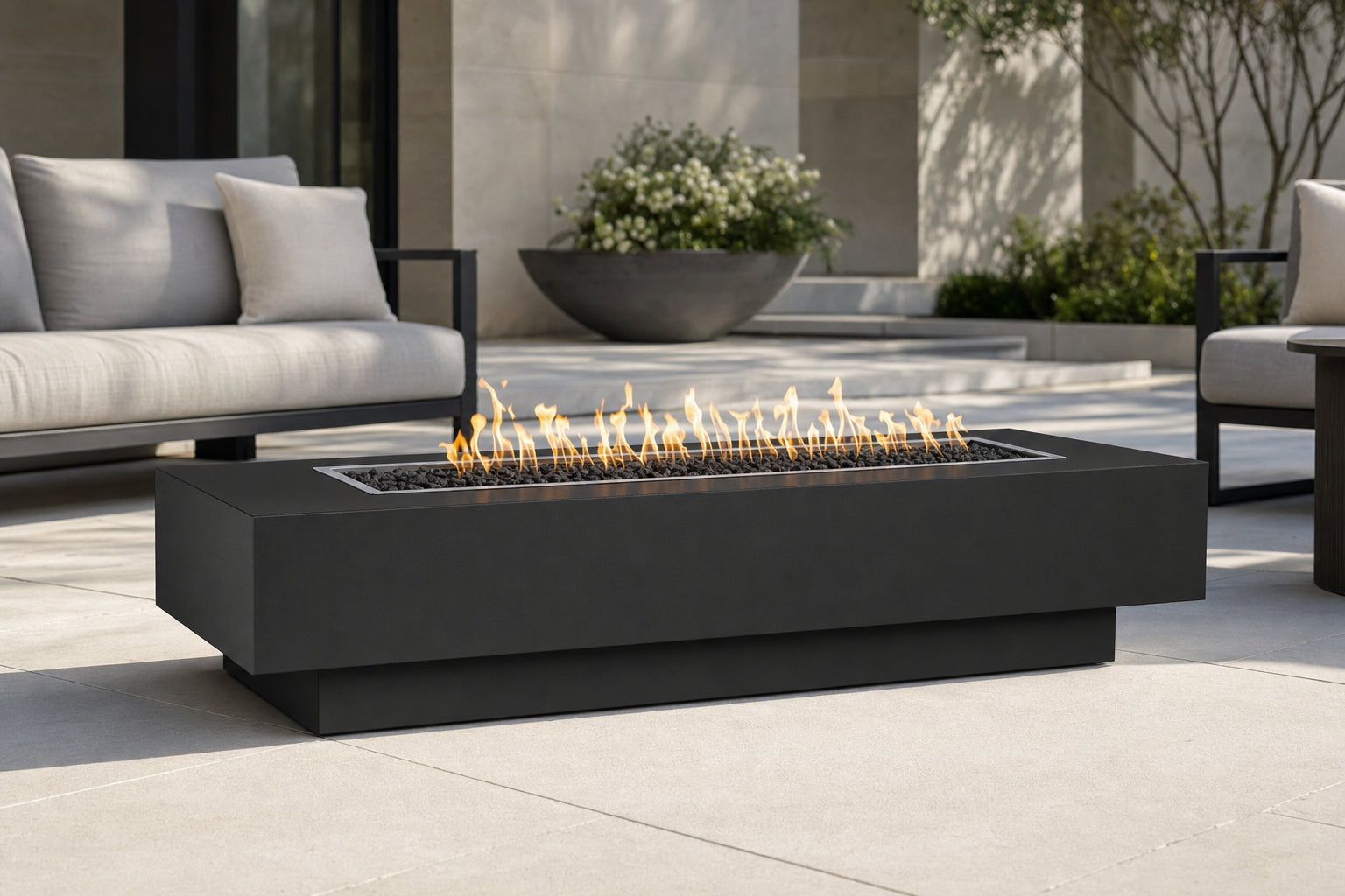 Coronado Fire Pit - Powder Coat - 60" - Gloss Black Lifestyle