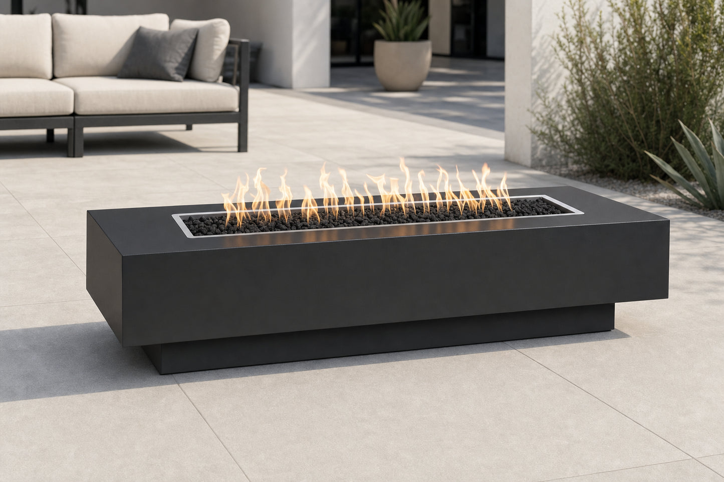 Coronado Fire Pit - Powder Coat - 72" - Gloss Black Lifestyle