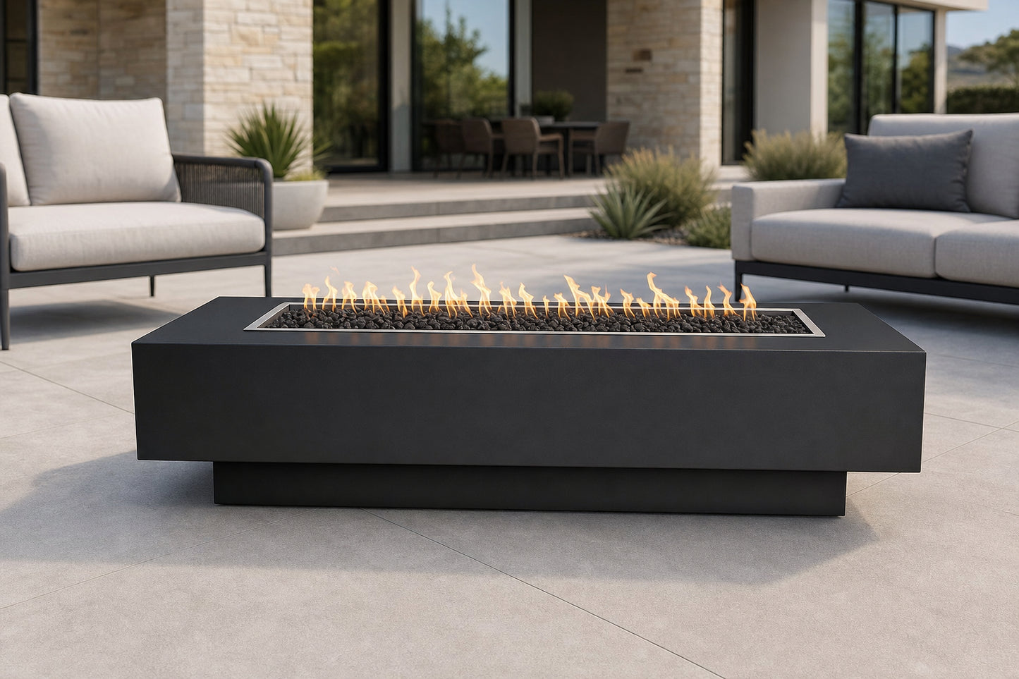 Coronado Fire Pit - Powder Coat - 84" - Matte Black Lifestyle