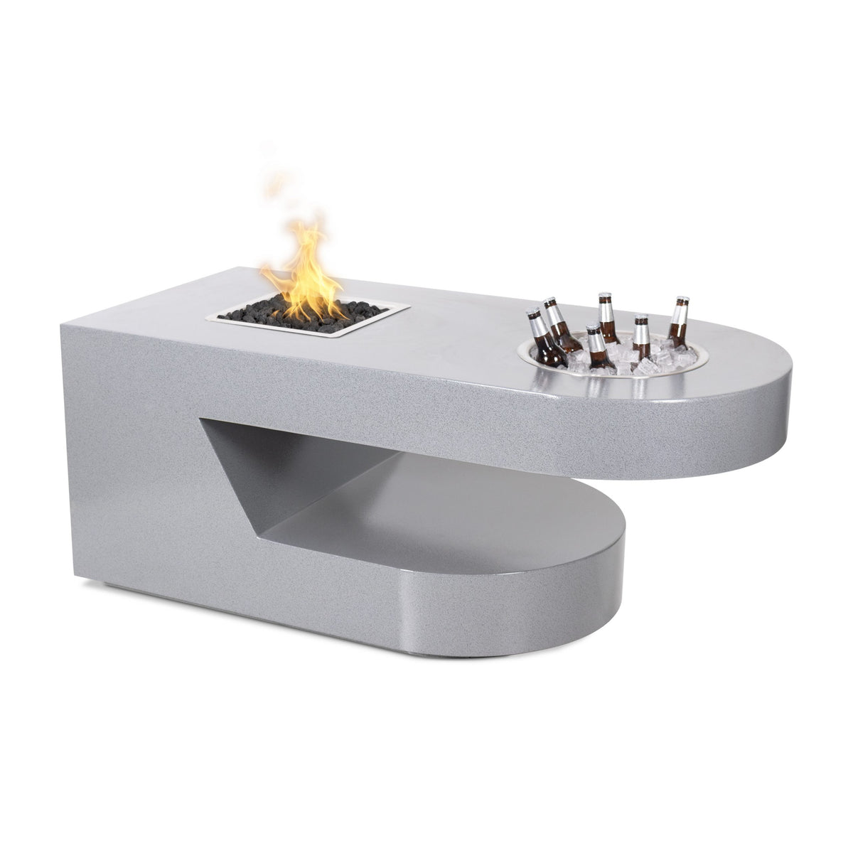 Dana 60 inch powder coat gas fire pit with built-in ice chest by The Outdoor Plus