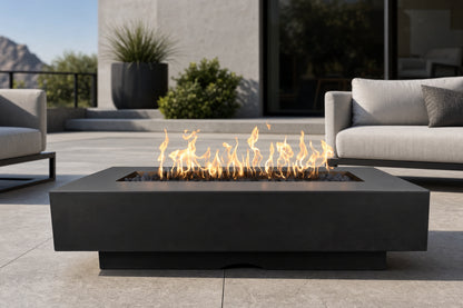 Del Mar Fire Pit - GFRC Concrete - 48" - Black Lifestyle