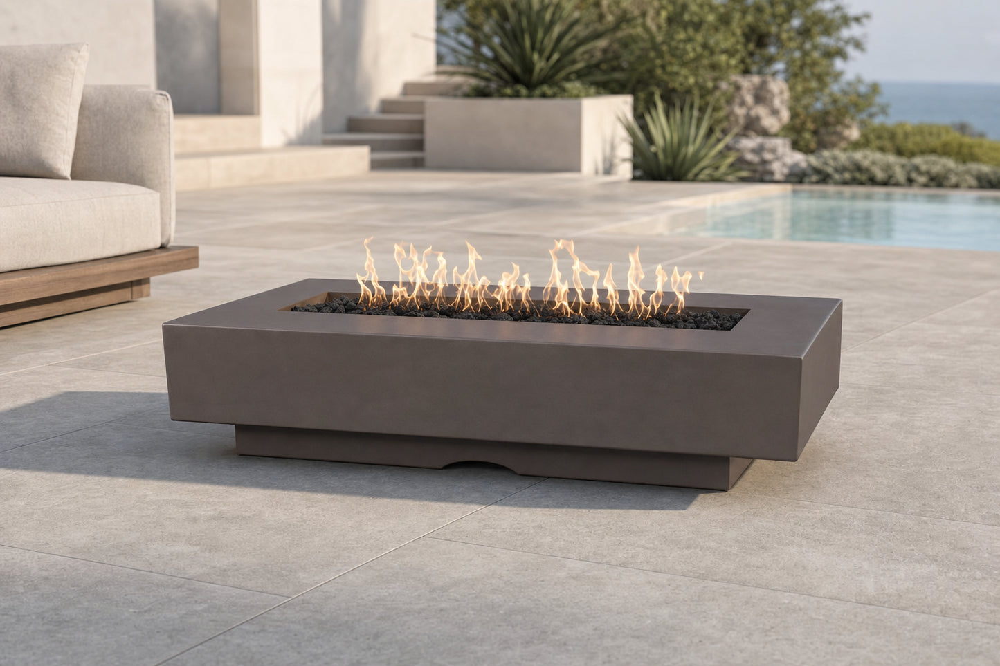 Del Mar Fire Pit - GFRC Concrete - 48" - Chestnut Lifestyle