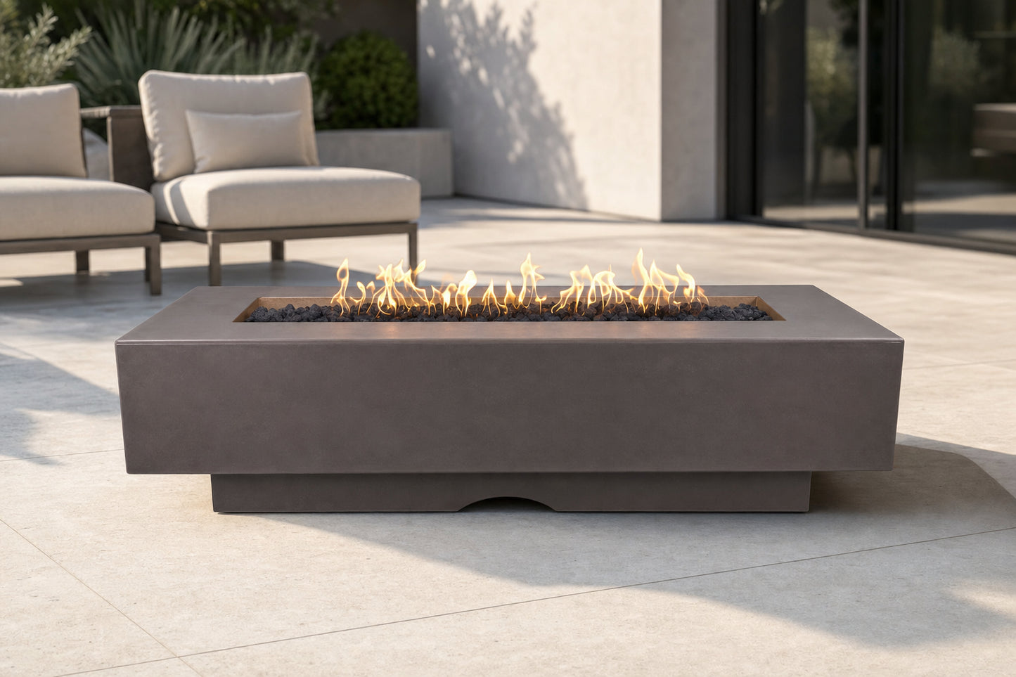 Del Mar Fire Pit - GFRC Concrete - 60" - Chestnut Lifestyle