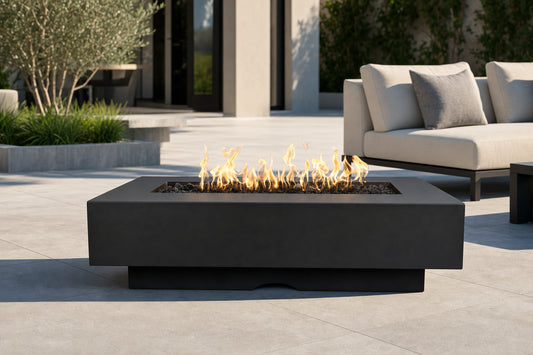 Del Mar Fire Pit - GFRC Concrete - 60" - Black Lifestyle