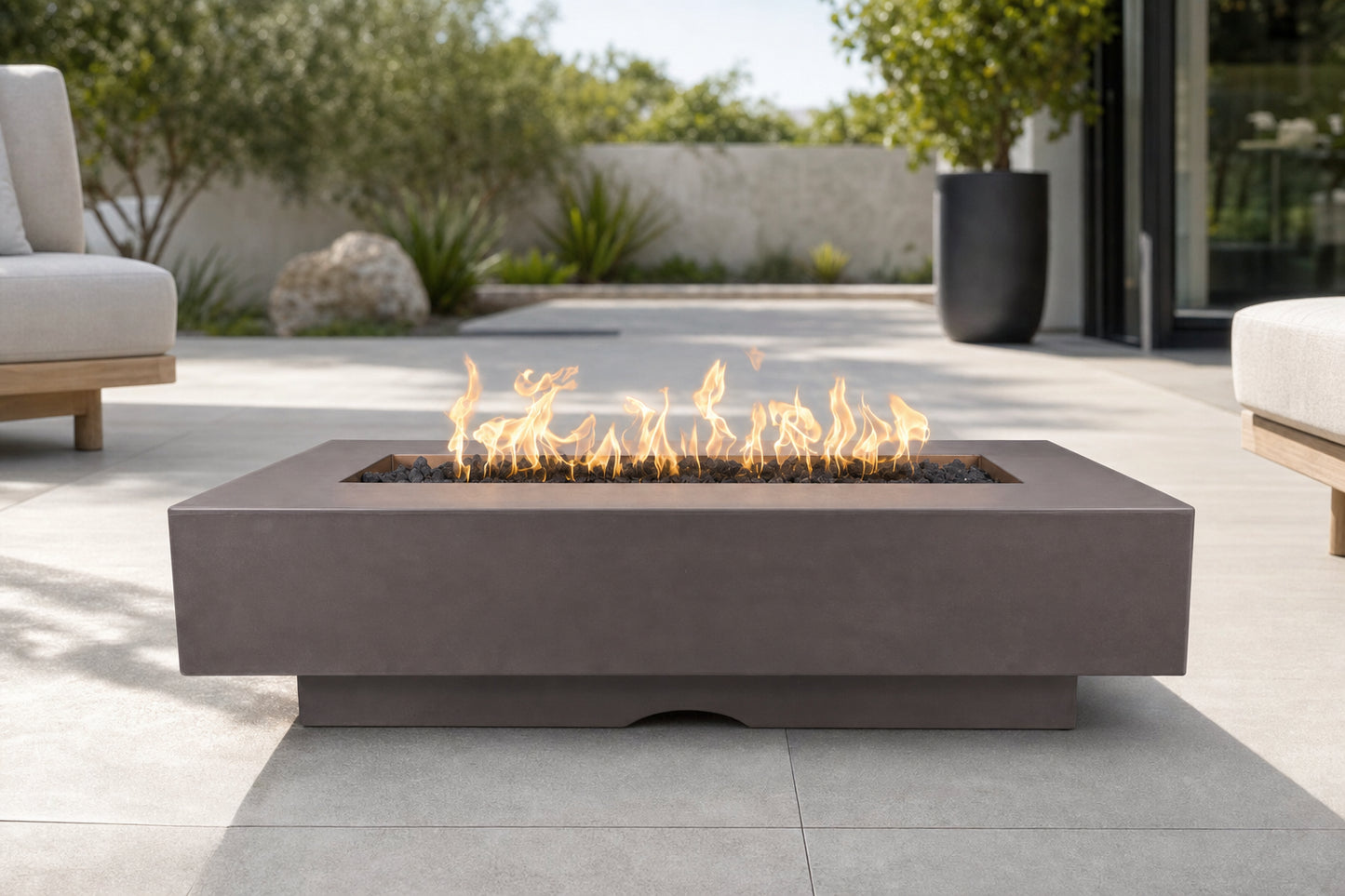 Del Mar Fire Pit - GFRC Concrete - 60" - Chestnut Lifestyle