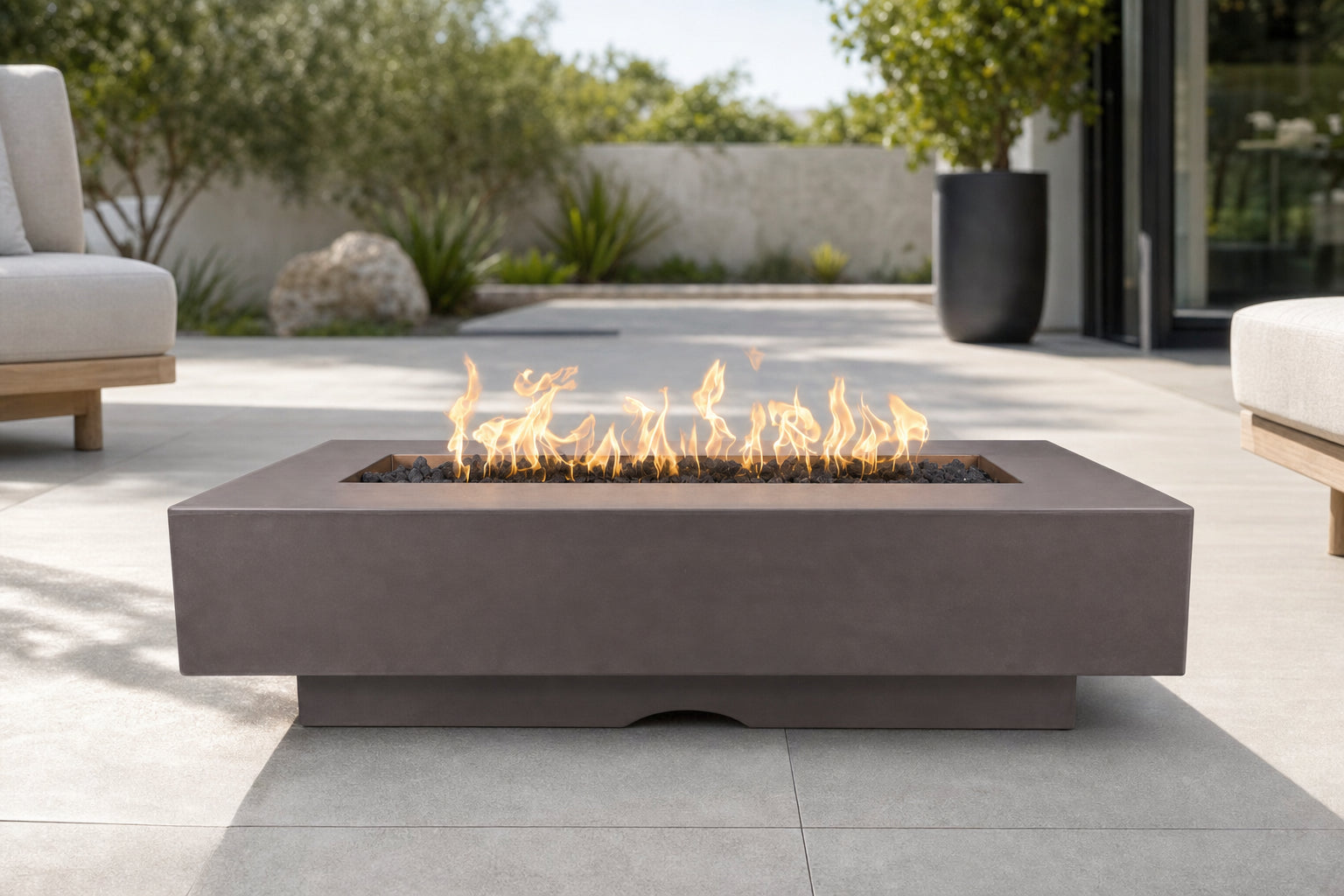 Del Mar Fire Pit - GFRC Concrete - 60" - Chestnut Lifestyle
