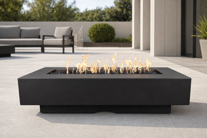 Del Mar Fire Pit - GFRC Concrete - 72" - Black Lifestyle