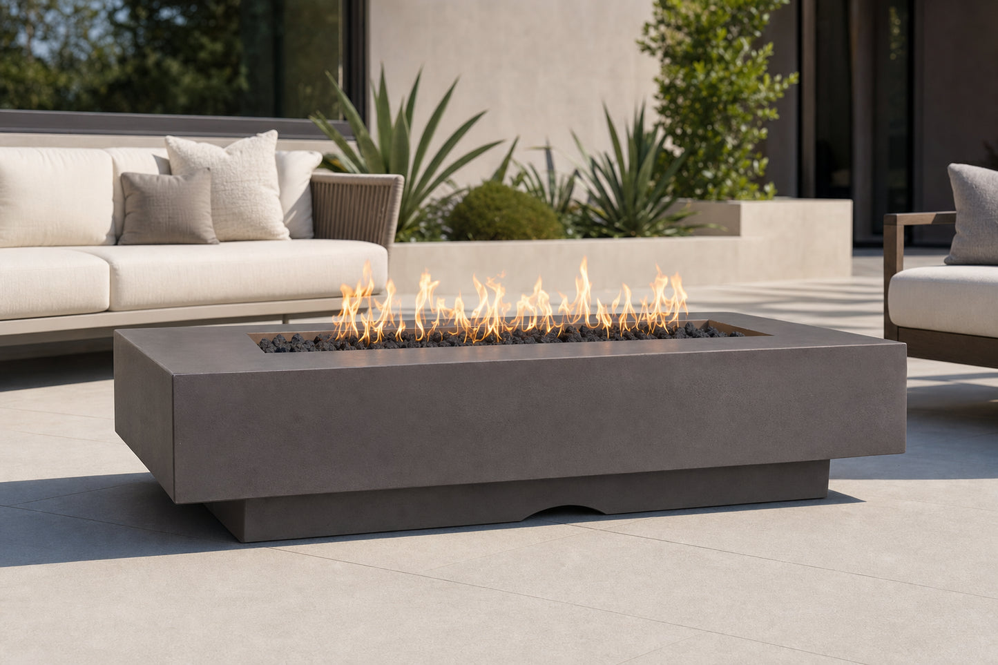 Del Mar Fire Pit - GFRC Concrete - 72" - Chestnut Lifestyle