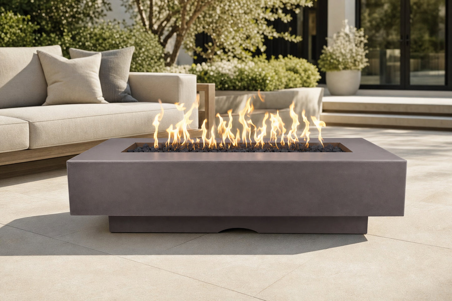 Del Mar Fire Pit - GFRC Concrete - 72" - Chestnut Lifestyle
