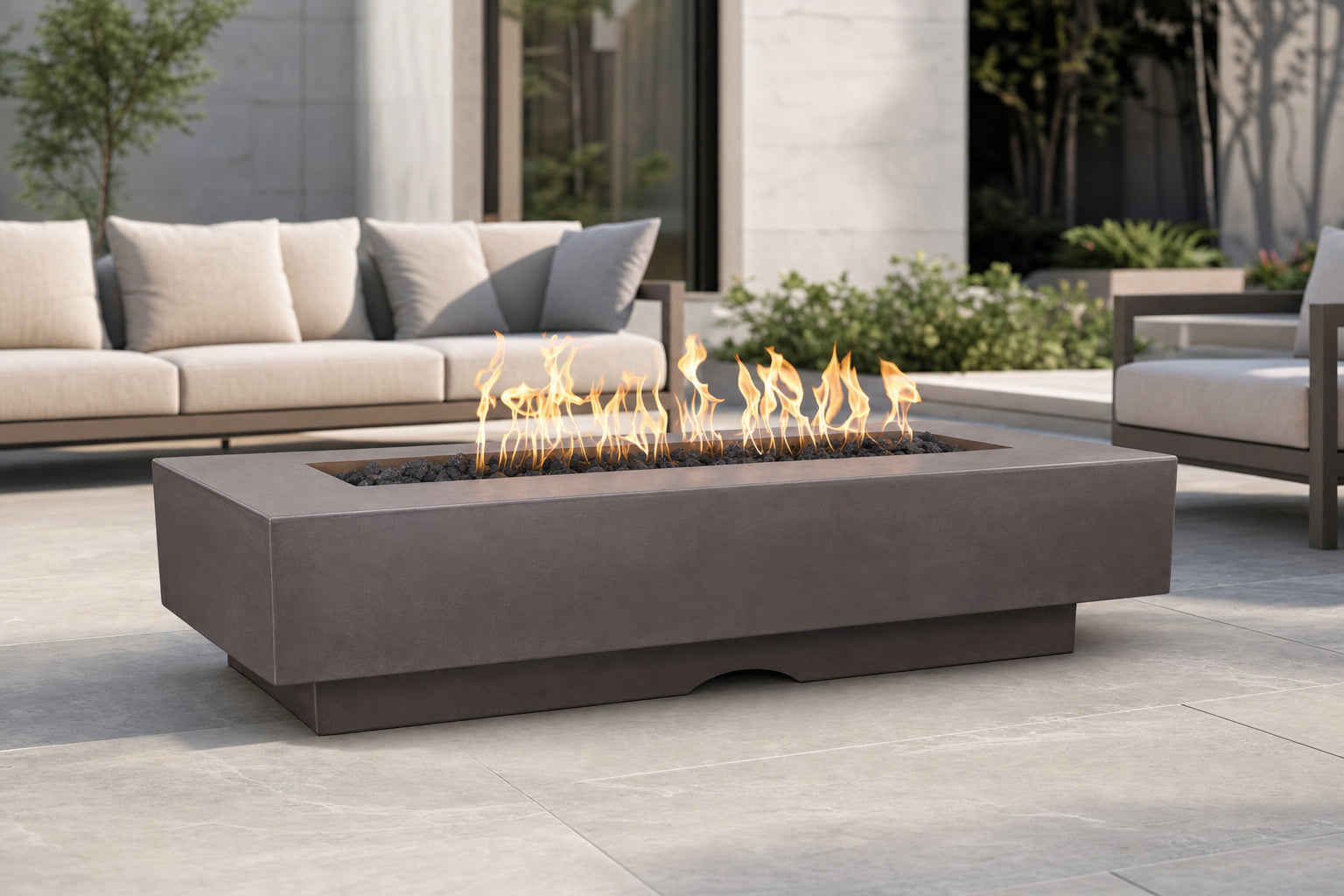 Del Mar Fire Pit - GFRC Concrete - 84" - Chestnut Lifestyle