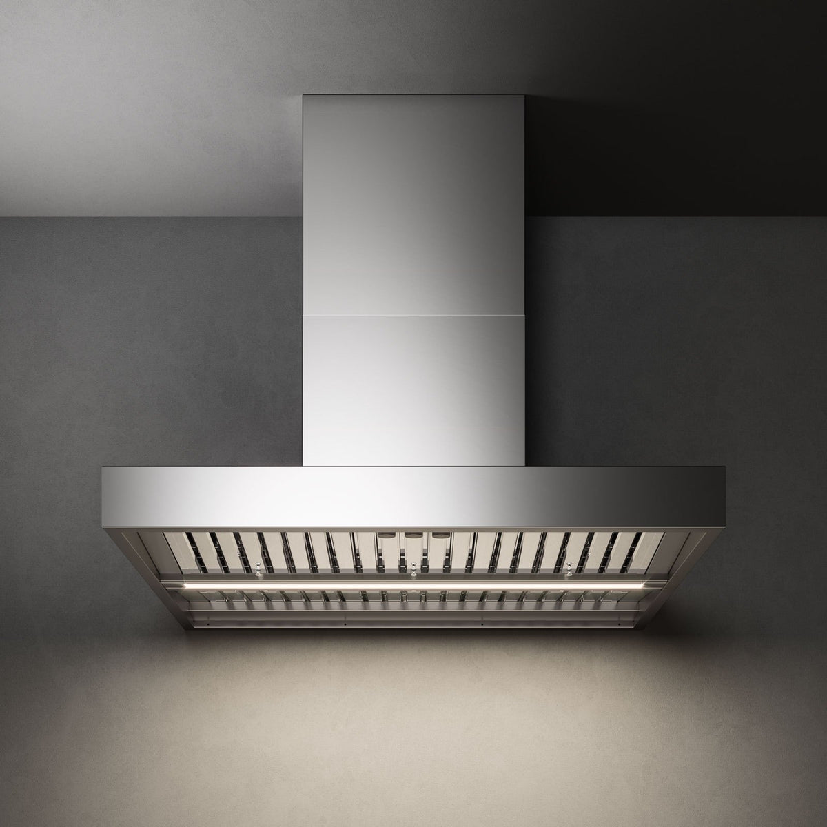 Falmec Line Outdoor wall mount range hood in brushed AISI 304 stainless steel, studio view