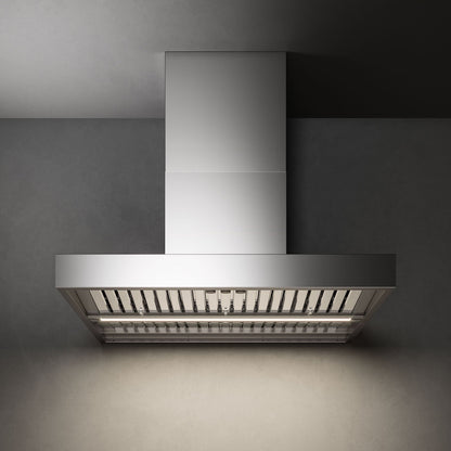 Falmec Line Outdoor wall mount range hood in brushed AISI 304 stainless steel, studio view