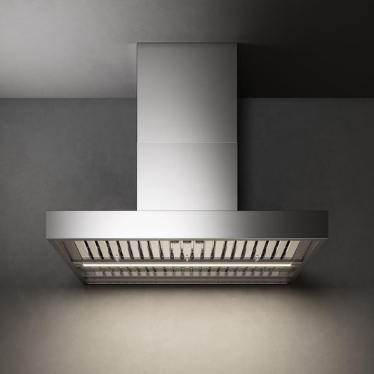 Falmec Line Outdoor wall mount range hood in brushed AISI 304 stainless steel, studio view