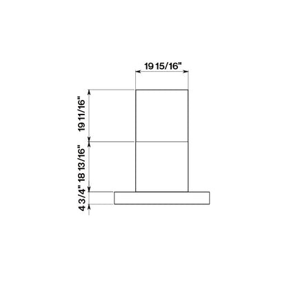 Falmec Line Outdoor 36" range hood dimension drawing, front view