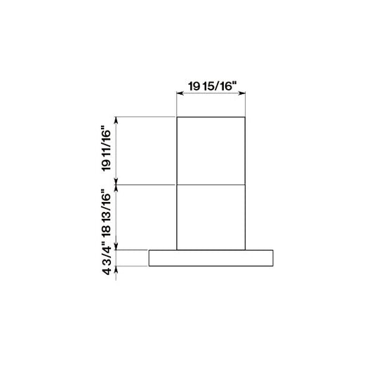 Falmec Line Outdoor 36" range hood dimension drawing, front view