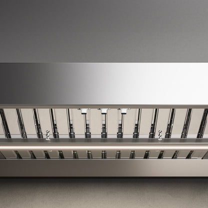 Close-up of Falmec Zeus Outdoor stainless steel baffle filters