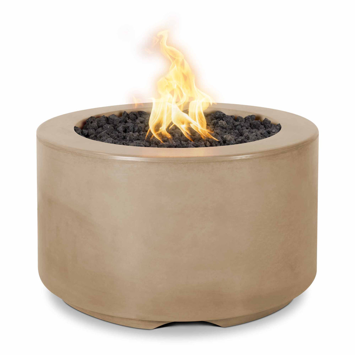 Florence 32 inch round 18 inch tall GFRC concrete gas fire pit by The Outdoor Plus