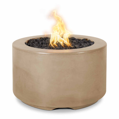 Florence 32 inch round 18 inch tall GFRC concrete gas fire pit by The Outdoor Plus