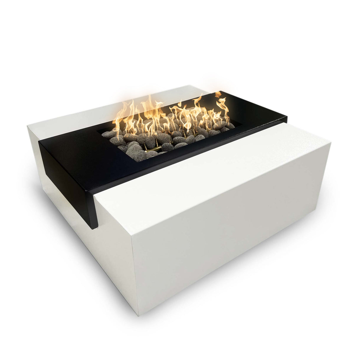 Gallaway 60 inch square Black and White Collection gas fire pit by The Outdoor Plus