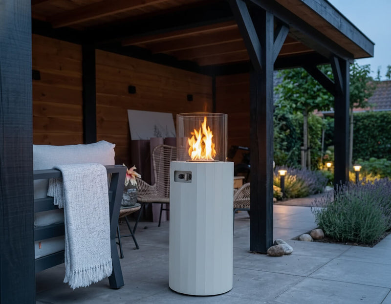 Freestanding Propane Outdoor Gas Fireplace – Compact 360° Fire Column | Planika Bino | 27,300 BTU – patio heater modern