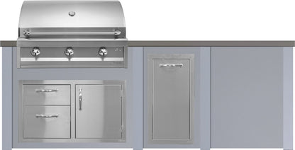 Haven 24" blank accessory panel in Pebble Gray on 8 ft kitchen, Artisan grill and doors sold separately