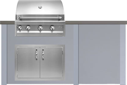 Haven 72" Pebble Gray base with blank accessory panel, Artisan 32" grill and doors sold separately