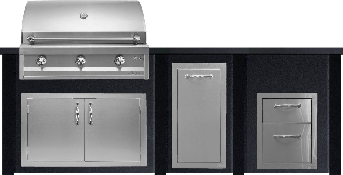 Haven 96" Charcoal base with drawer panel, Artisan 36" grill and drawers sold separately