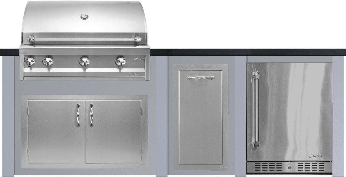 Haven 96" Pebble Gray base with Graphite Black top, Artisan grill and appliances sold separately