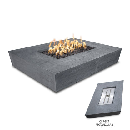 Heiko rectangular GFRC concrete gas fire pit with floating base by The Outdoor Plus