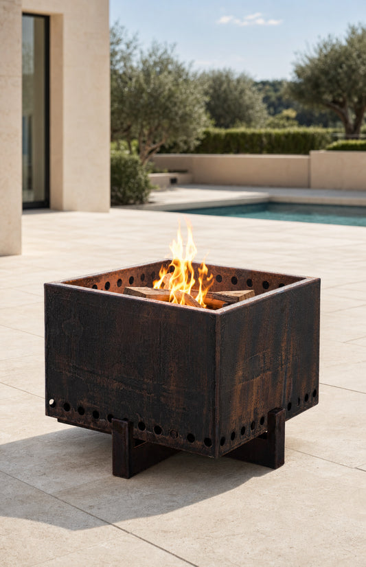Helix Smokeless Fire Pit - Corten Steel - 22" - Corten Steel Lifestyle