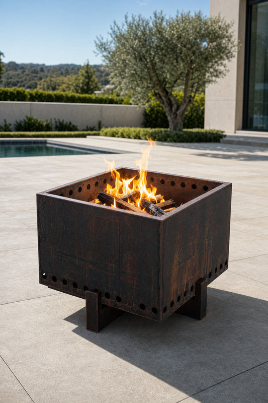 Helix Smokeless Fire Pit - Corten Steel - 36" - Corten Steel Lifestyle