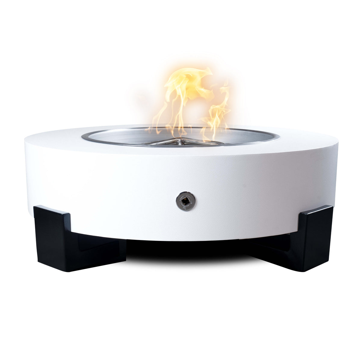 Hollister 72 inch round gas fire pit with 57 inch fire bowl in Black and White Collection powder coat by The Outdoor Plus