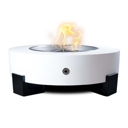 Hollister 72 inch round gas fire pit with 57 inch fire bowl in Black and White Collection powder coat by The Outdoor Plus