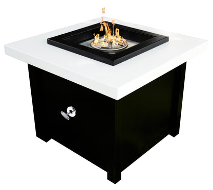 Kamoa 36 inch square powder coat gas fire table with propane access door by The Outdoor Plus