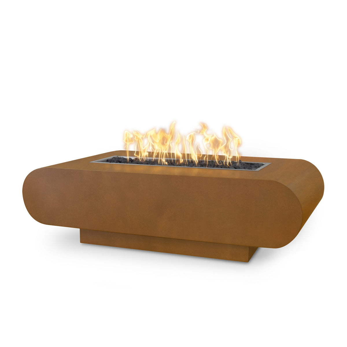La Jolla 84 inch rectangular metal gas fire pit with rounded ends by The Outdoor Plus