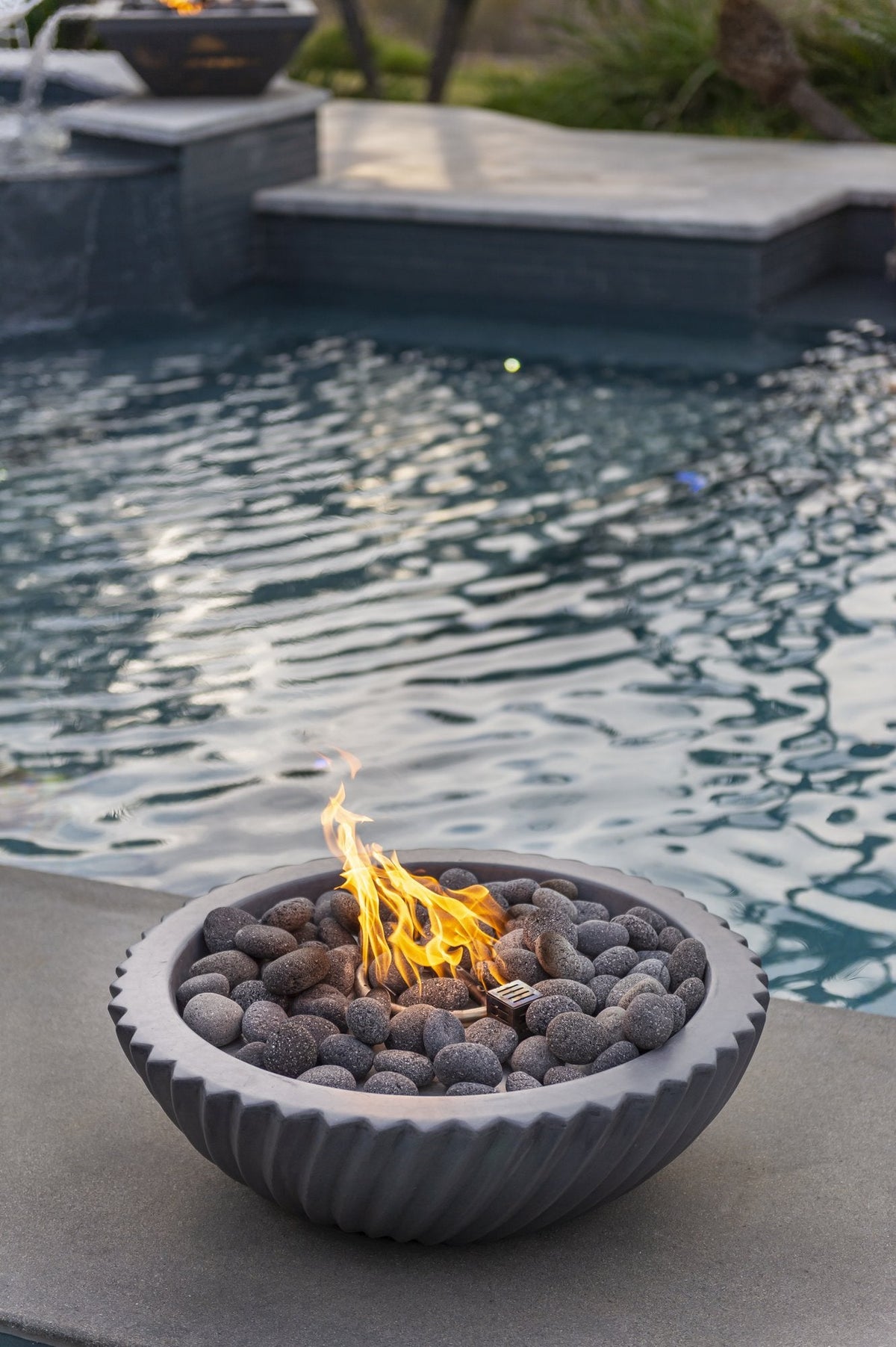 Sedona fire bowl in a modern backyard