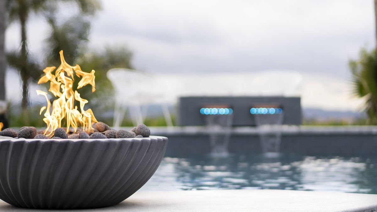 Sedona fire bowl glowing in an outdoor setting